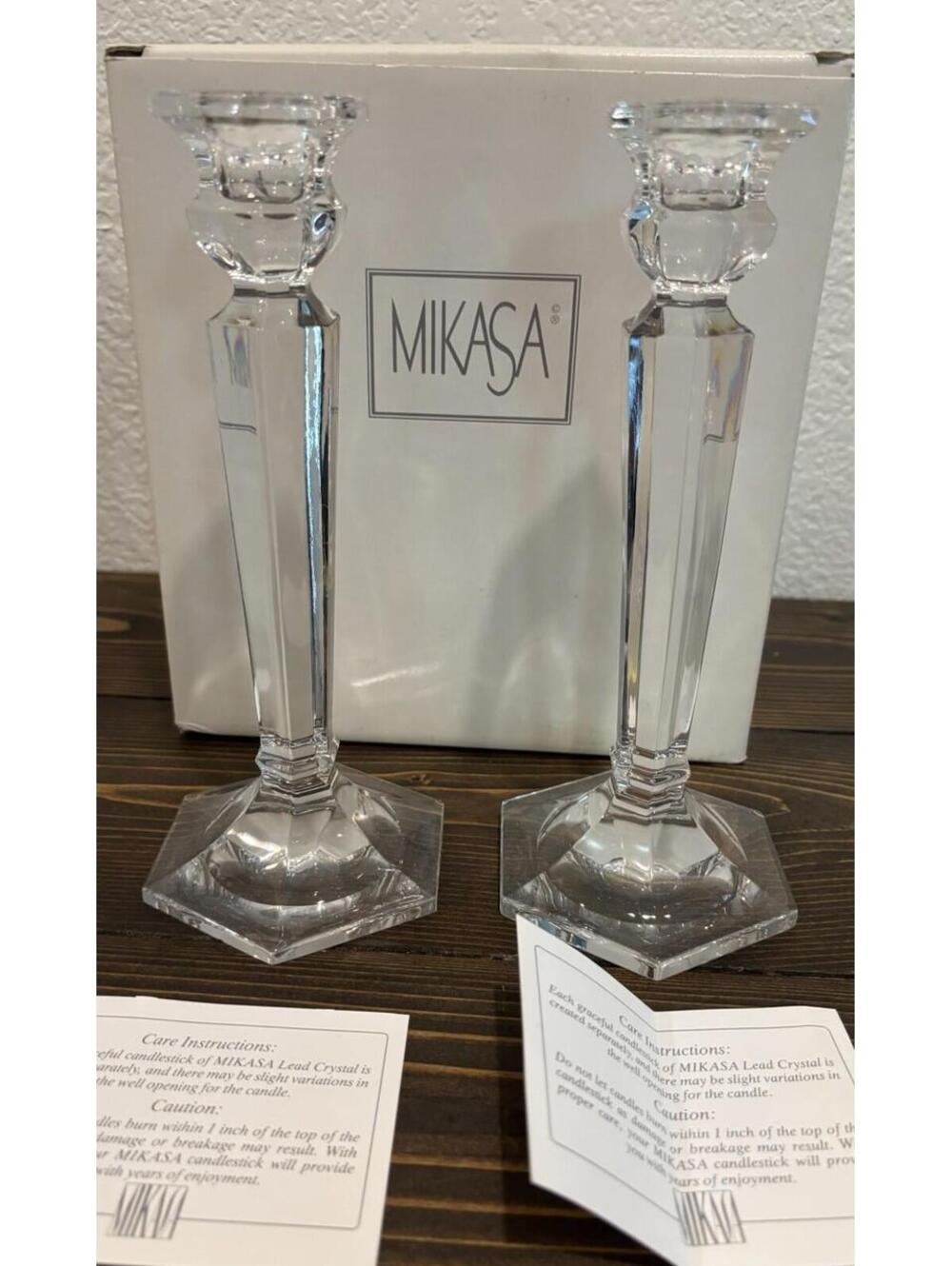 MIKASA CAMBRIDGE 8 1/4” LEAD CRYSTAL CANDLESTICKS GERMANY
